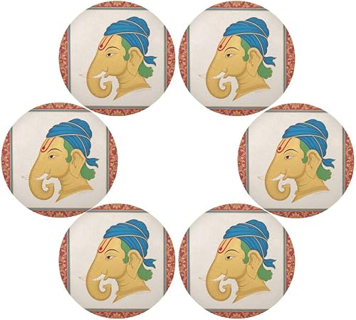 Miniatura 3 de Indian Elephant Natural placemats Round Modern Place mat Waterproof manteles redondos para mesa 15.4x15.4in Set of 6