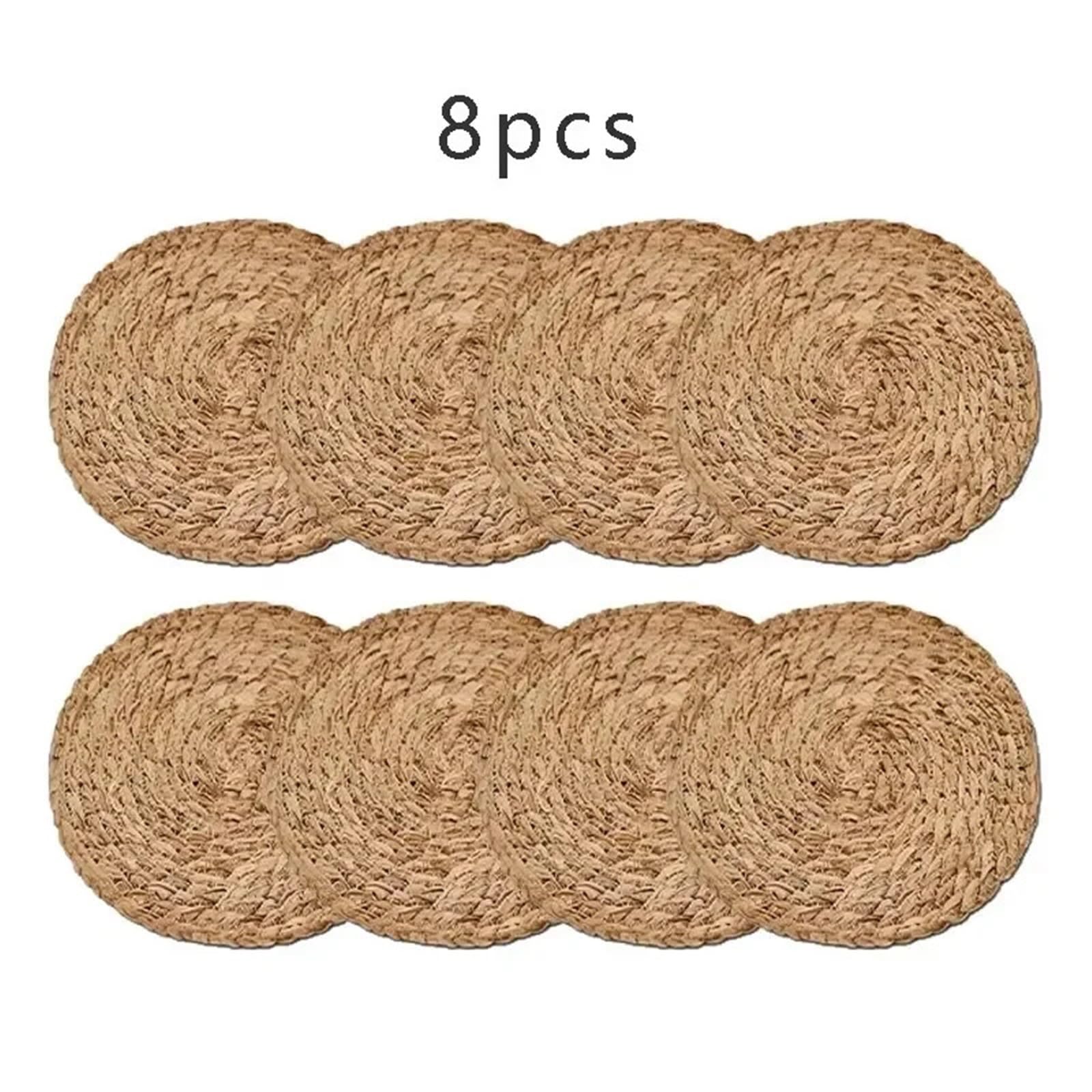 Tovagliette in vimini Tovagliette in vimini intrecciate a mano, tovagliette rotonde termoisolanti, in tessuto naturale for sala da pranzo, matrimonio e casa(8pcs)