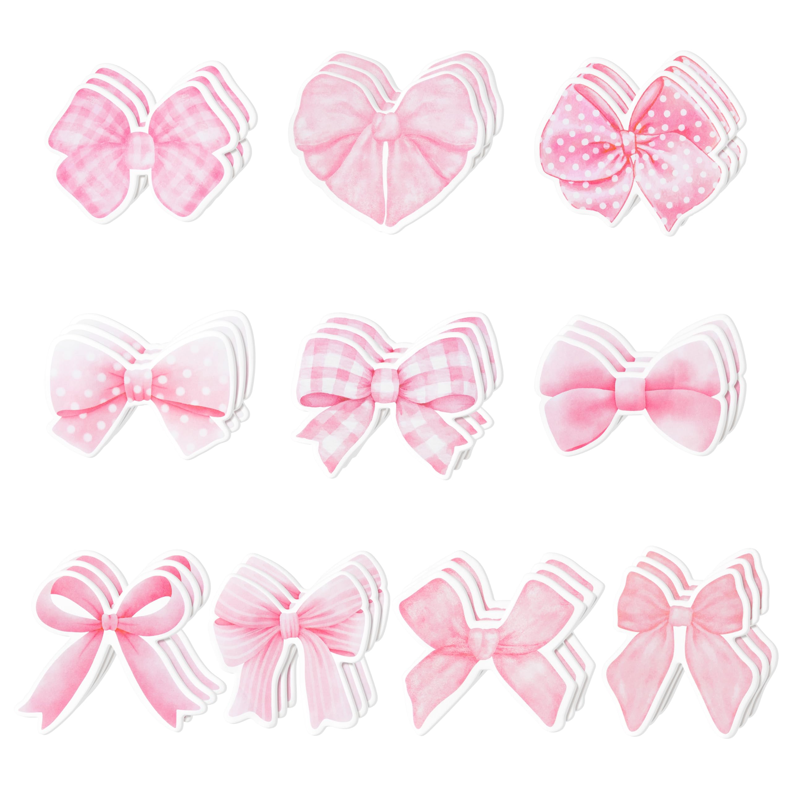 CJiangpo 30Pcs Coquette Pink Bow Sticky Notes Pads, 600 Sheets Self Stick Cartoon Notepad Memo Pads Funny Page Marker Classroom Rewards Bow Themed Party Favors Filler Gifts for Kids
