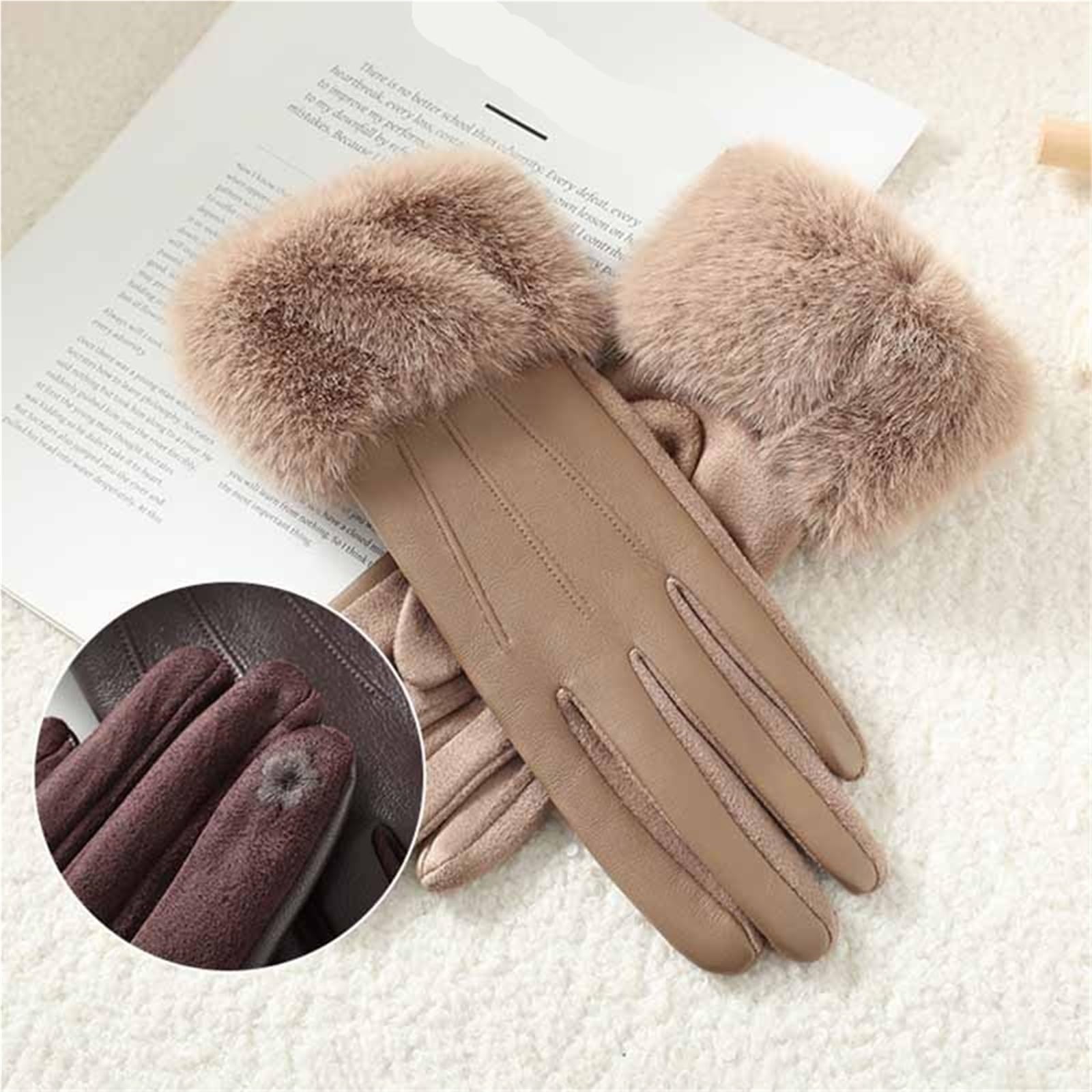 Guanti In Pelle Da Donna Guanti da donna in pelle PU invernali di lusso con polsino morbido, eleganti, caldi, guidare e ciclismo Per Donna