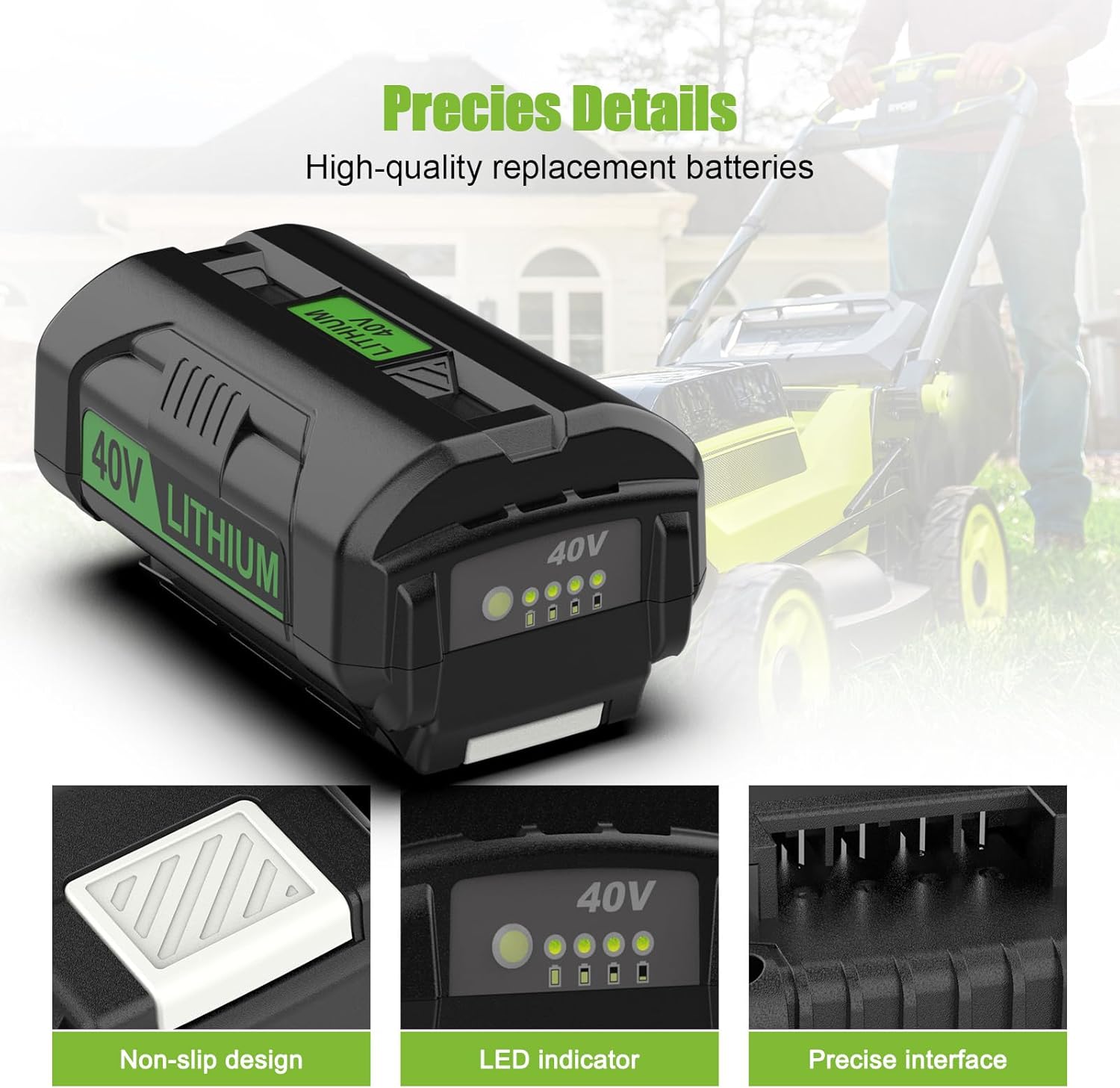 6.5Ah Replacement for Ryobi 40v Battery and Charger Combo Compatible with 40 Volt ryobi Lithium Battery OP4026 OP40601 OP4050A OP4040 OP4030 OP4050 with OP401 40 Volt Charger