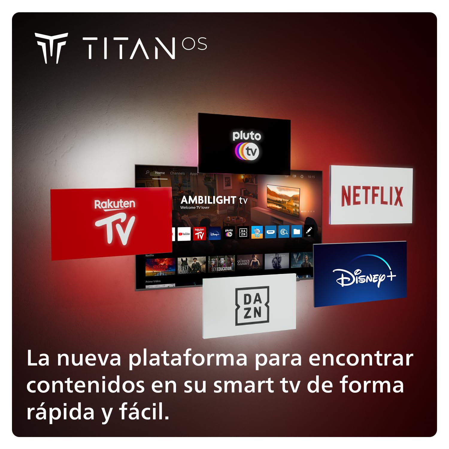 Philips Ambilight 65PUS8109 Smart TV 4K LED - Pantalla de 65 Pulgadas con Plataforma Titan OS, Pixel Precise Ultra HD y Sonido Dolby Atmos, Funciona con Alexa y Asistente de Google - Cromo Satinado