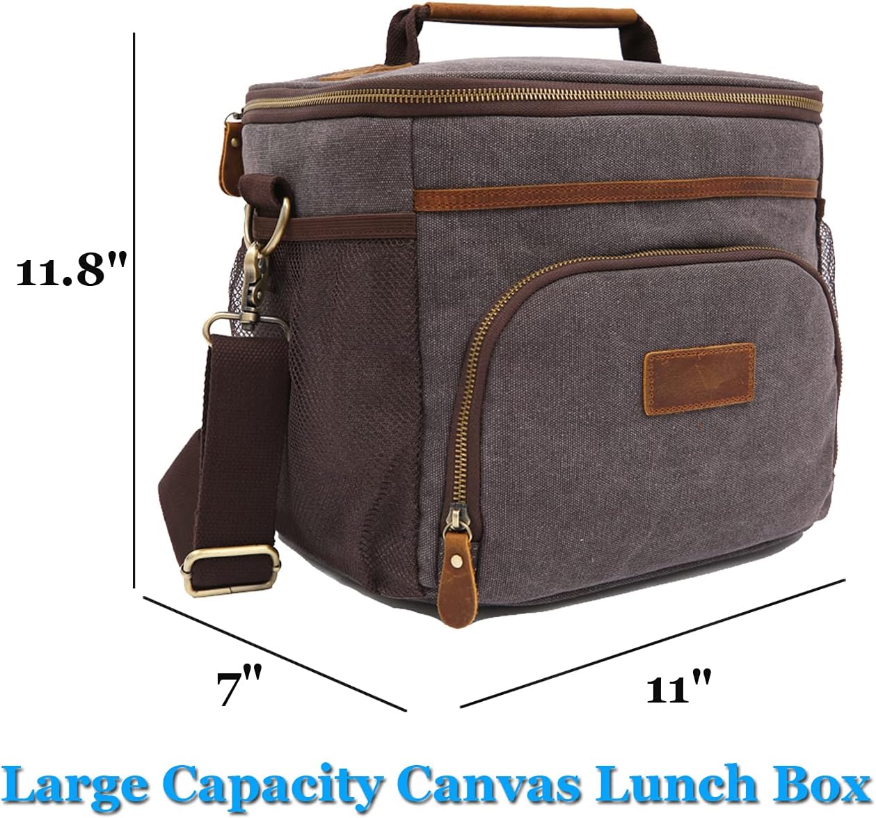 Personalized Insulated Lunch Bag Removable Padded Divider Engraved Leather Canvas Beach Cooler Bag Custom Gift Monogrammed For Men And Women 24-Can (15L)