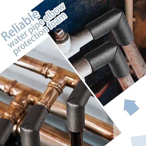 Miniatura 7 de Frienda Paquete de 4 tubos de espuma de aislamiento de tubos, codos, protección contra congelación de agua, tubo de espuma para preservación del