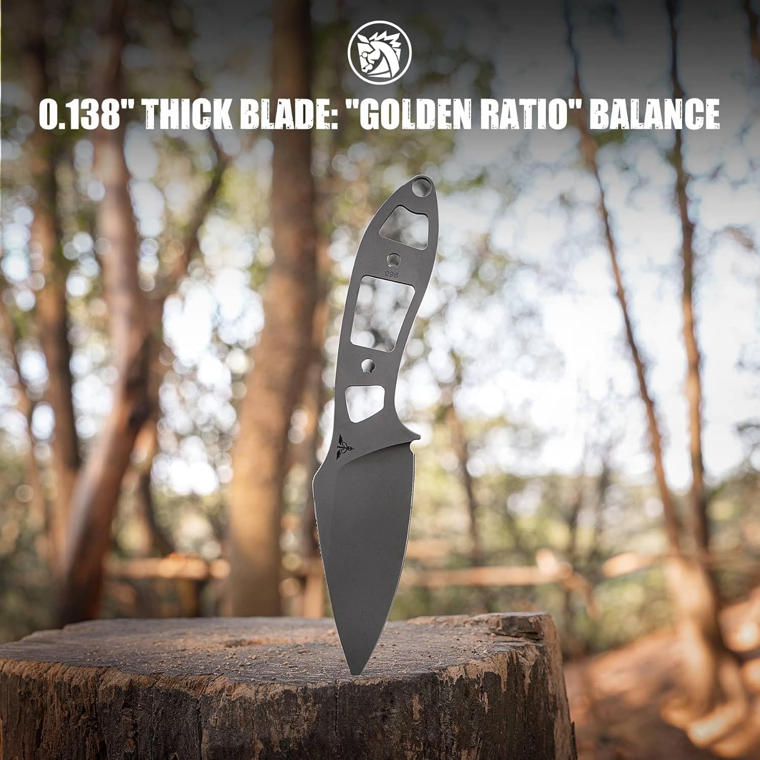 Vosteed Inferno EDC Fixed Blade Knife - 3.57" 14C28N Copper Dune Blade with Sheath, Drop Point - Black G10 Handle - Great Knives for Camping Hunting - D0801