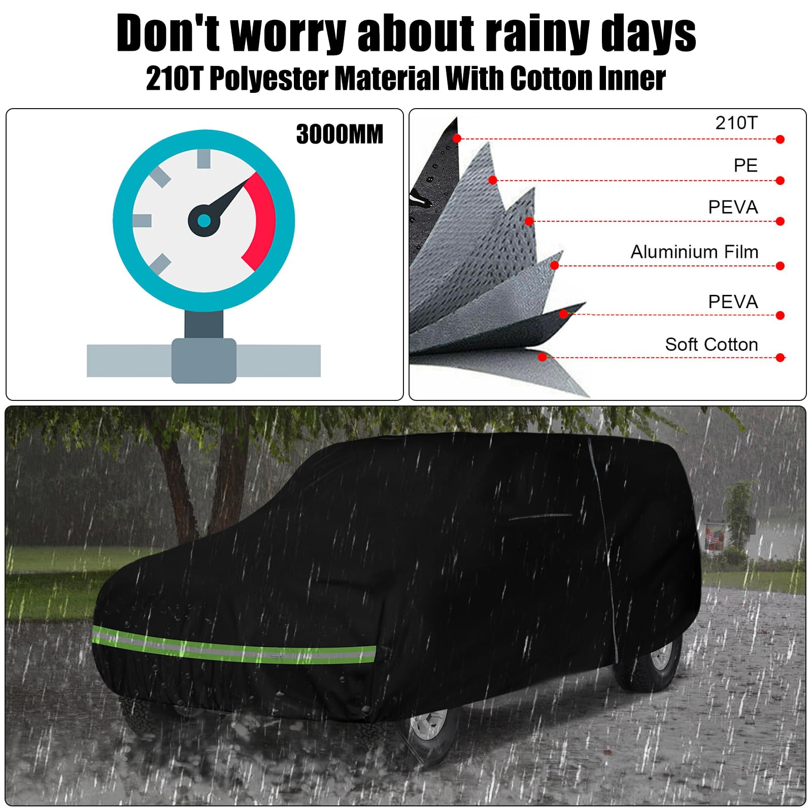 Waterproof Car Cover Replace for 1973-2006 Chevy Suburban GMC Yukon XL Cadillac Escalade ESV 6 Layers All Weather — view 3