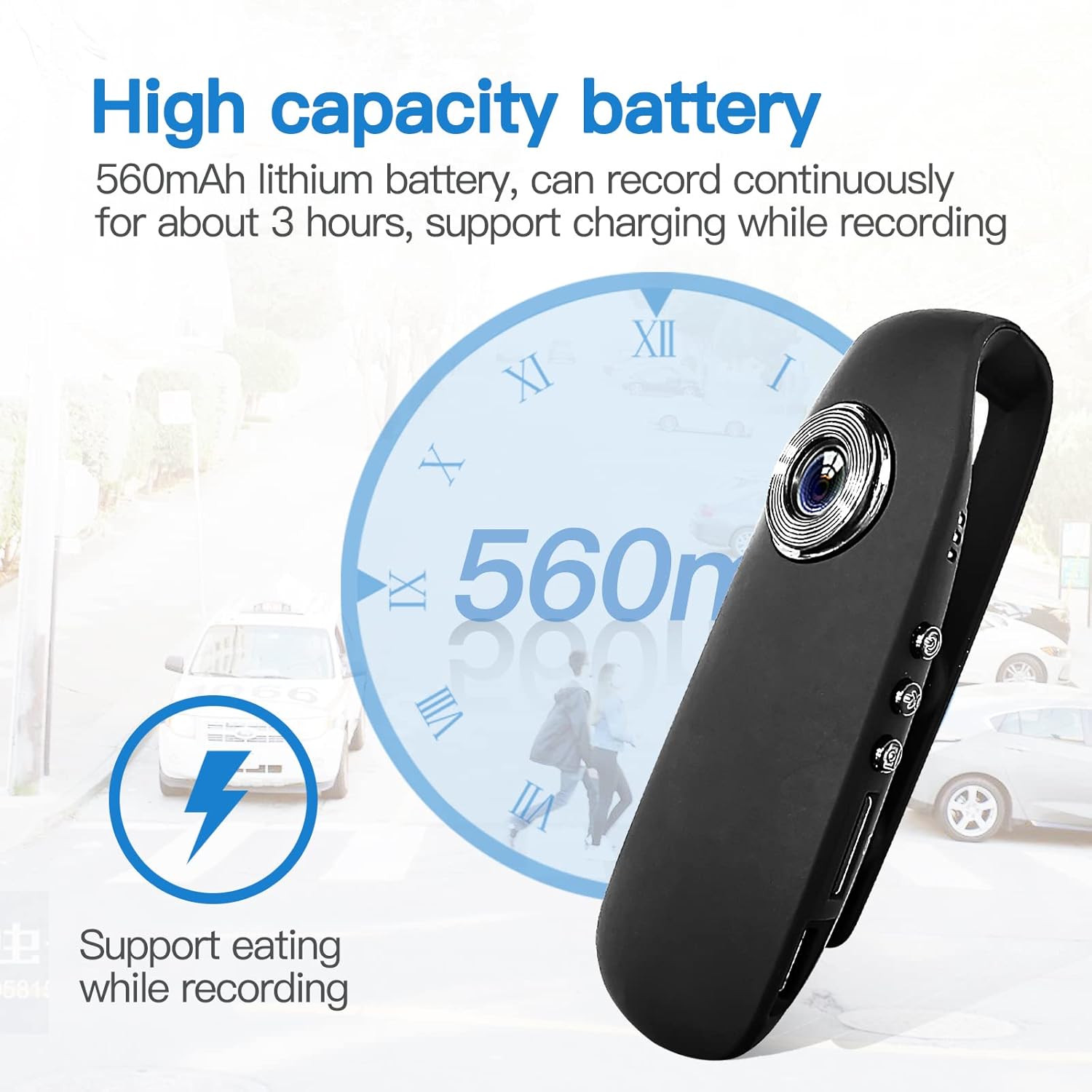 CAMMHD E3 1080P Body Camera with Audio and Video Recording, 32GB Small Body Cam with 560mAh Battery, Wearable Camera for Work, Home, Pets, Kids，Travel