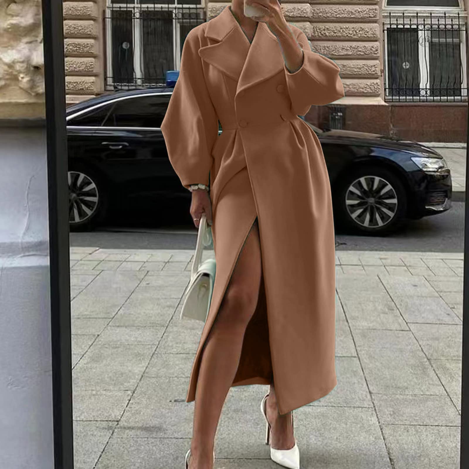 Cocila Giacca Football Americano Cappotto Lungo da Donna con Maniche Lunghe in Lana con Temperamento di Corte Cardigan Gravidanza Giacca Pelle Rosa Donna Giacca Donna Alpinismo