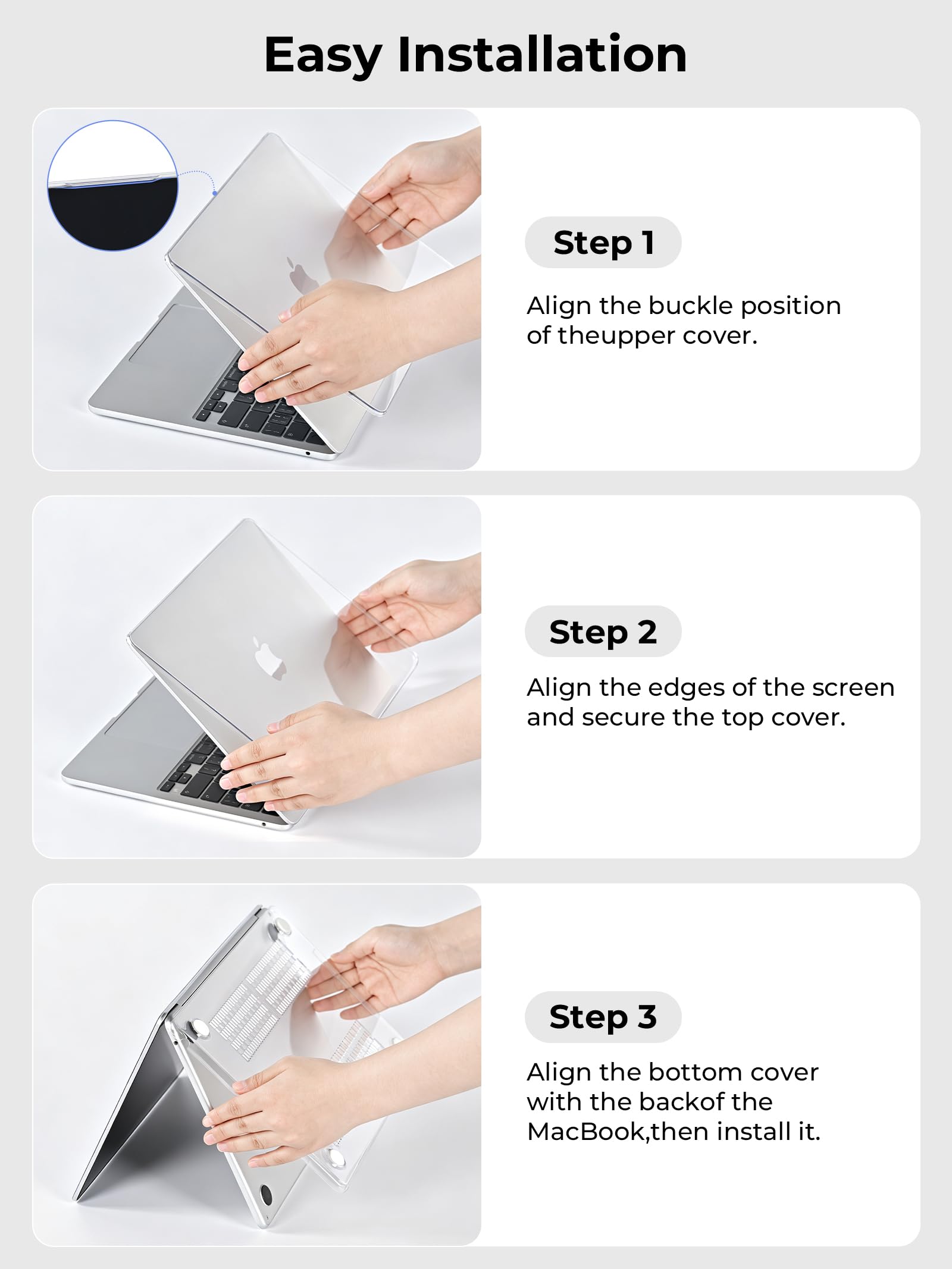 EooCoo Clear Case for Apple MacBook Air M5 13.6" Cover M4 M3 M2 2026-2022 — Amazon image 8