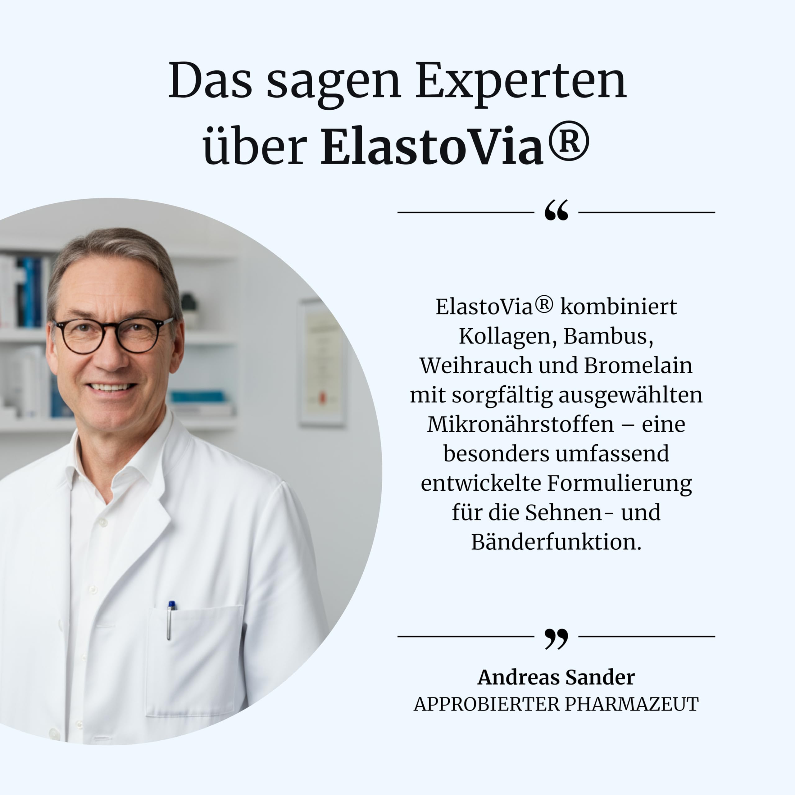 FORTEA® - Sehen & Bänder Kapseln in Apothekenqualität - ElastoVia - Für Sehnen und Bänder entwickelt - Komplex mit Boswellia Serrata Extrakt, Bromelain, Vitamin C und D - 30 Stück