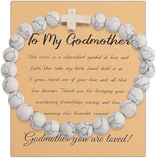 Godmother Gifts from Godchild Bracelet Godmother Thank You Gift Natural Stone Cross Bracelet Godmother Jewelry Proposal Gifts