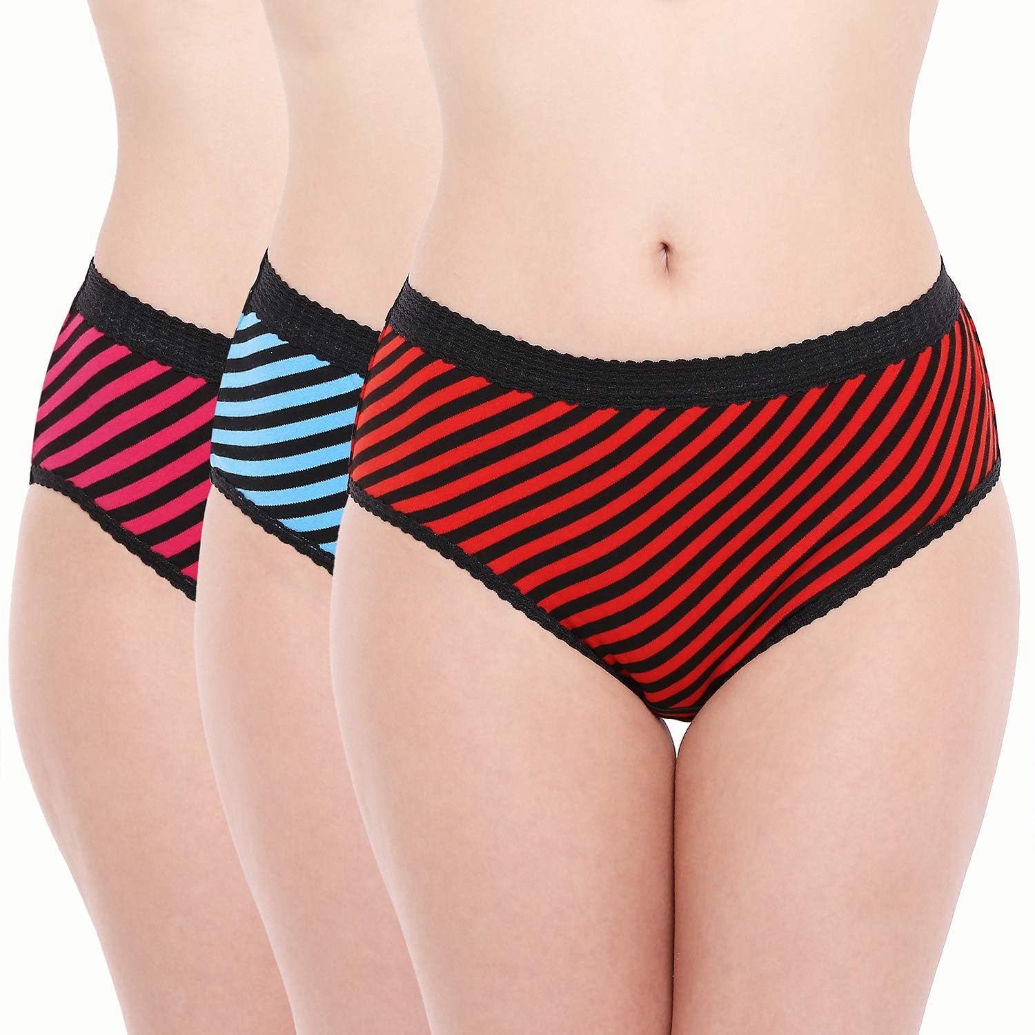 chic 100% Cotton Yo Yo Dark Set of 3 Panty for Women-picture-52