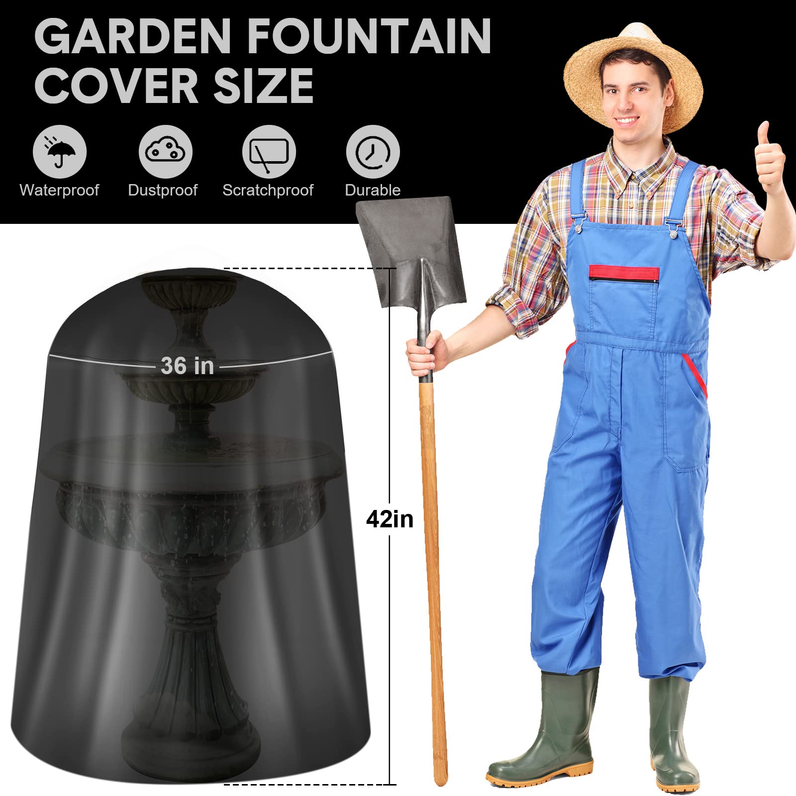 Copertura Impermeabile Per Fontana Da Giardino 91.4x106.7 Cm - Verde Scuro - Foto 3