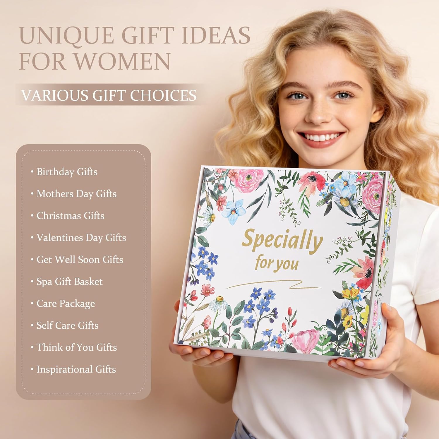 Birthday for Women - Get Well Soon Spa Care Package,Self Care Gift Basket for After Surgery & Cancer Care Inspirational Thinking of You Sympathy Gift Set for Mom Her Friend(Khaki)