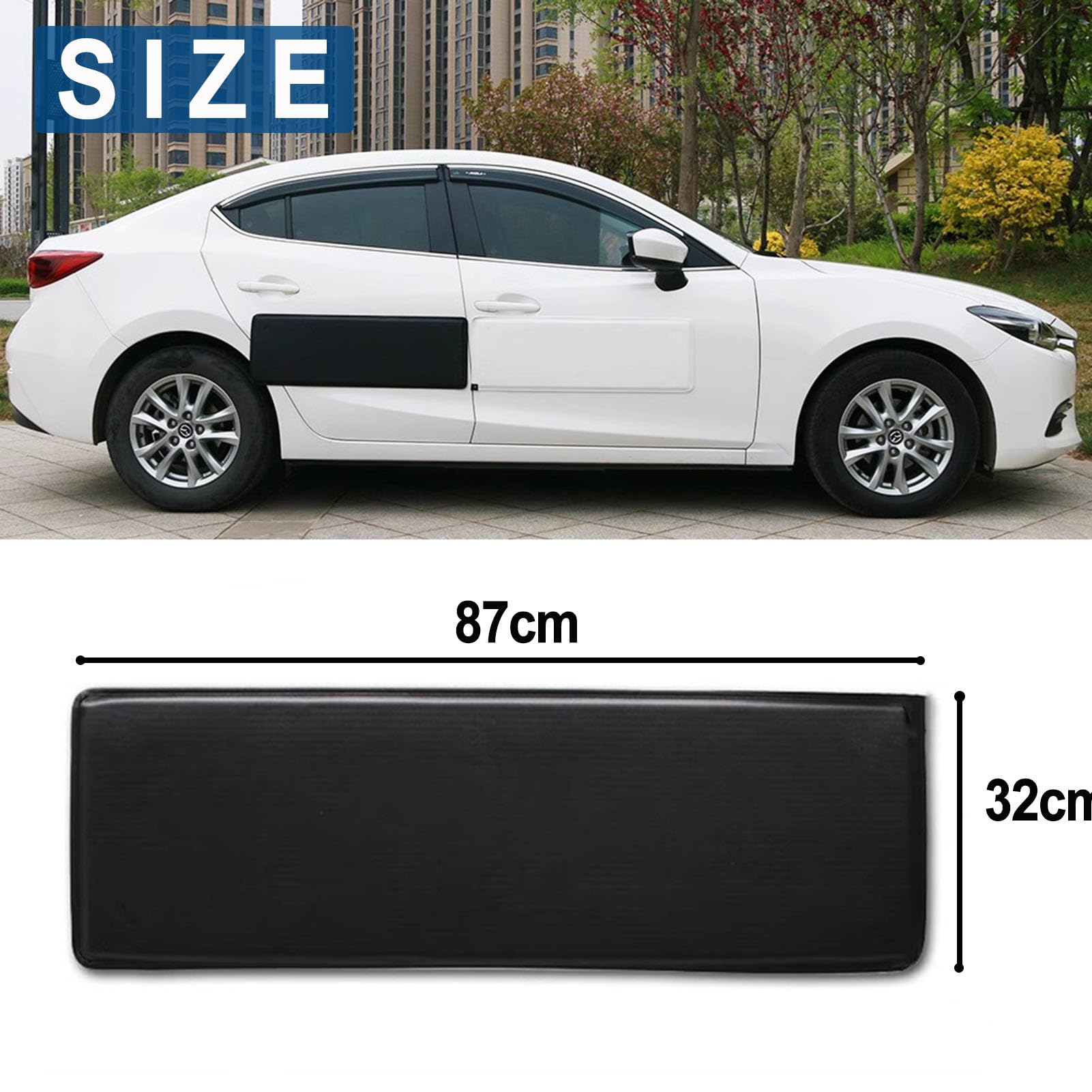 2 Piezas Protector Puerta Coche, Removible Magnética Protección Lateral de Vehículos, Protectores Abolladura Anti Choques para Garaje (87x32cm) (Negro, 87x32cm) | Protector magnético para puertas de coche, protección contra golpes y arañazos, color negro,
