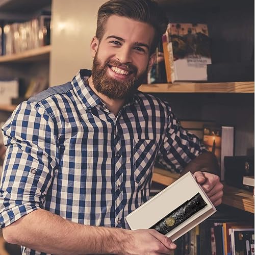 Miniatura 7 de Zonon 2 piezas vintage hechas a mano de cuero para bolígrafos tallados en rollo de cuero para la escuela, oficina en casa, marrón y negro