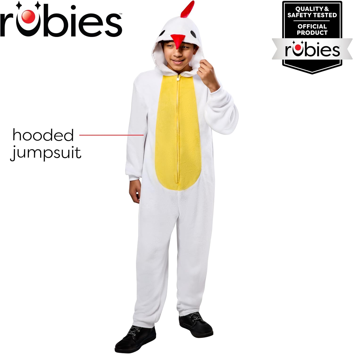 Rubies Chicken Comfywear Hooded Jumpsuit for Kids, Unisex - Image 2