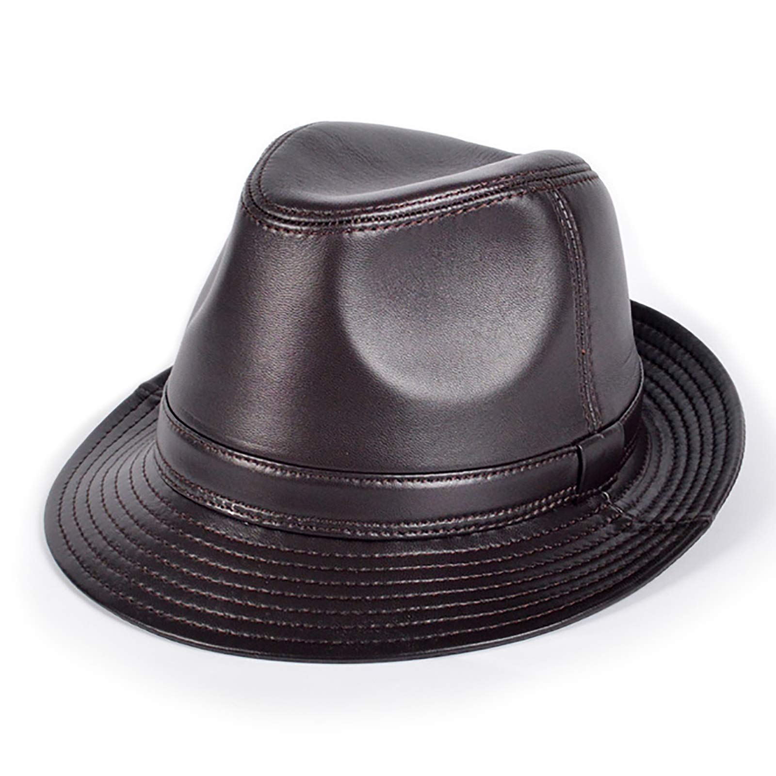 Sombreros de invierno, cuero Fedoras Hat Sheepskin Big Brim Jazz Cap Fiesta Bowler Gentleman Sombreros Cap Classic