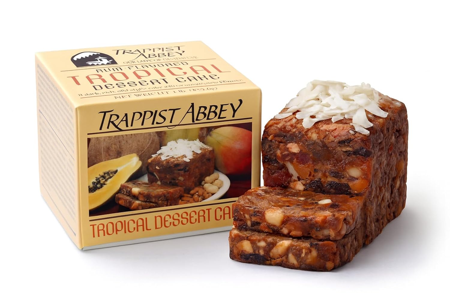 Trappist Abbey Monastery Rum Cake with Tropical Fruits & Nuts, Fruit Cakes Made by Monks, No Bake Dessert for the Holiday Season, 1 Pound
