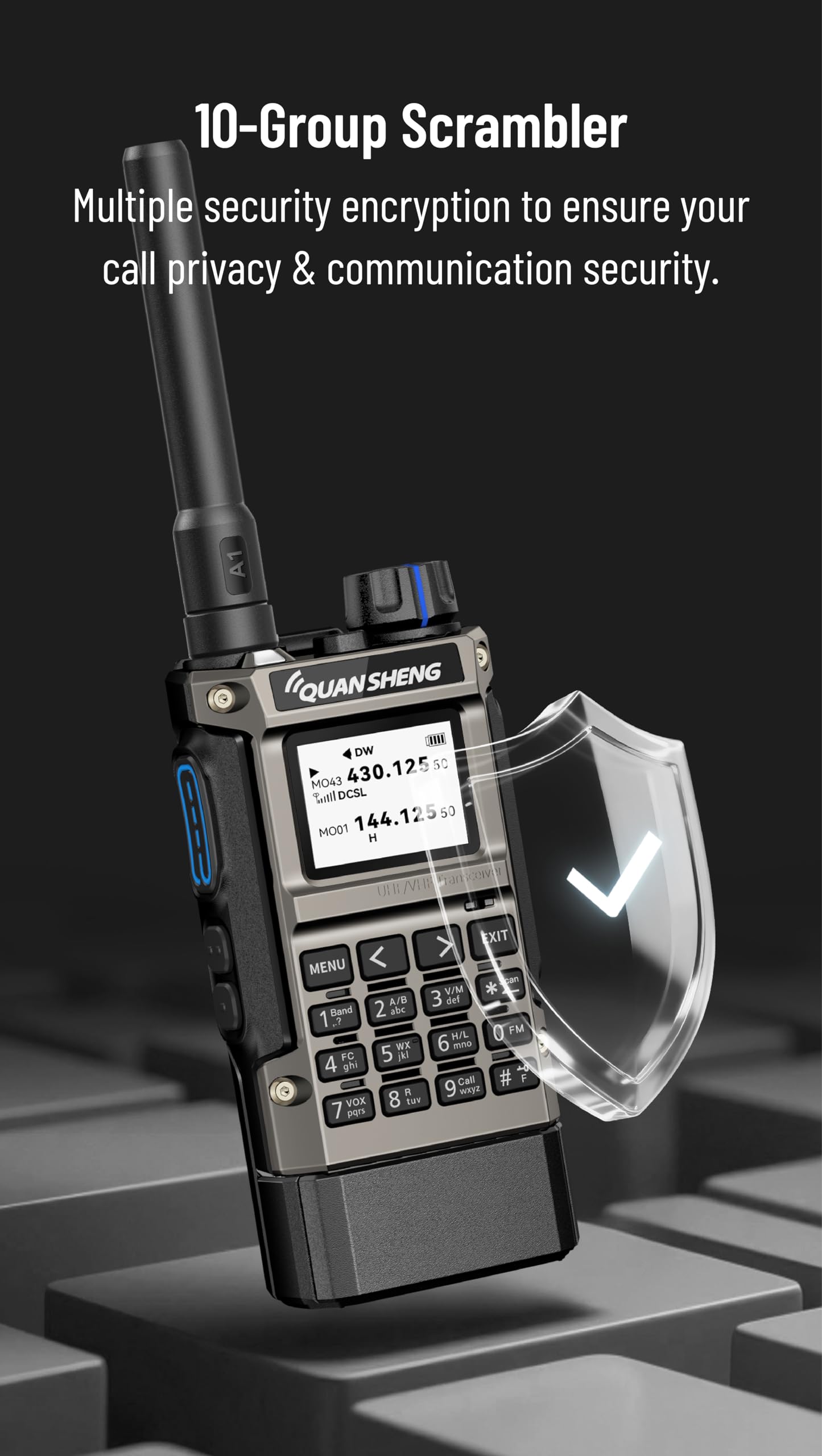 Quansheng UV‑K1(8) Walkie‑Talkie, 50‑600MHz, Air Band, NOAA, Copia wireless | Batteria 2500mAh con ricarica USB‑C, ricezione Air Band AM/FM (108‑136MHz), accordo frequenza in 1 tocco, copia wireless