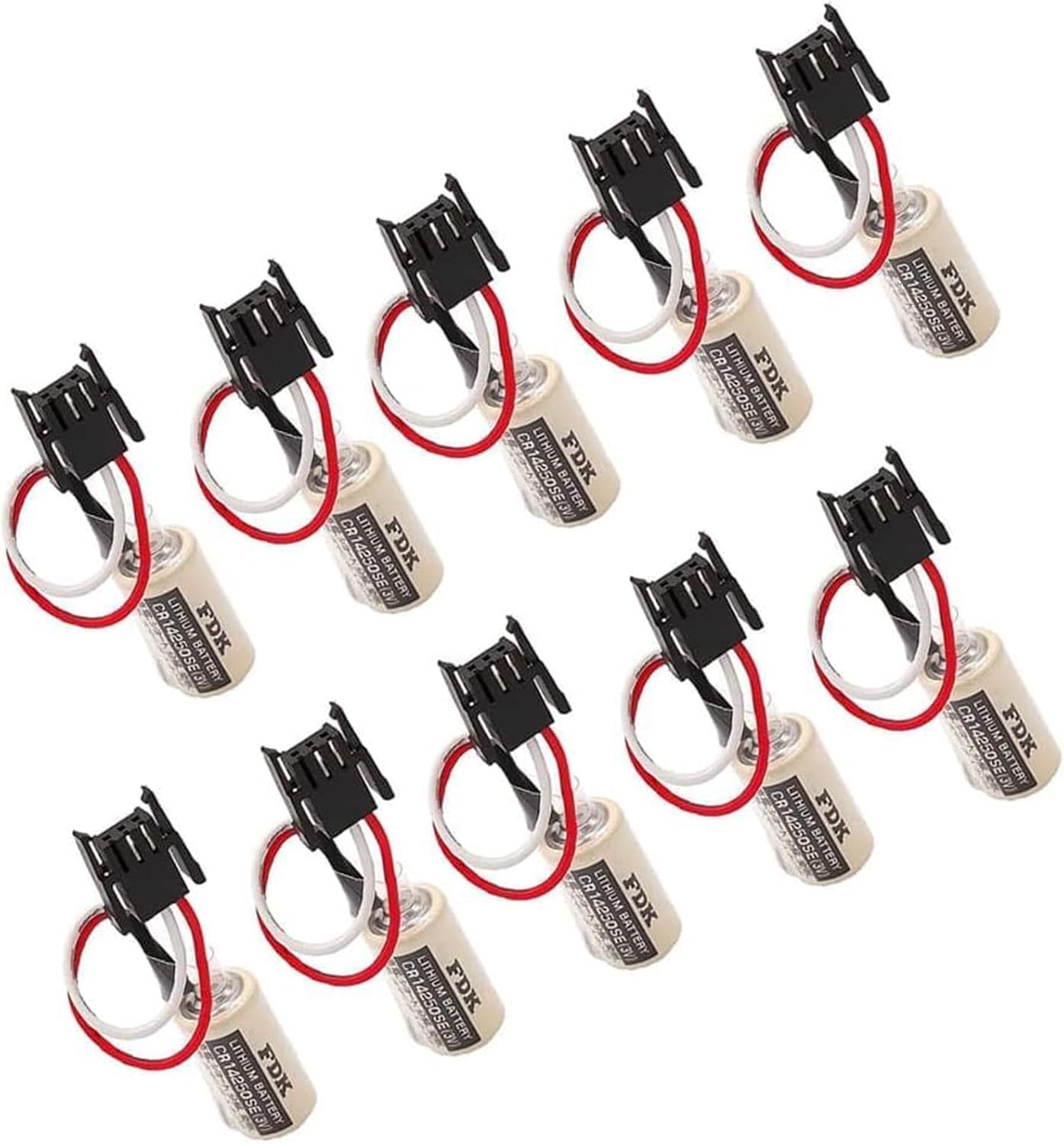 [10-Pack] CR14250SE 3V Lithium Battery for FDK CR14250SE 1/2AA Battery for Backup Power Supply, 3Pin Plug