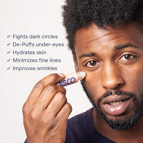 Miniatura 4 de Disco Tratamiento de bolsa de ojos para hombres, suero de rodillo para hombres, crema debajo de los ojos, cafeína natural, bálsamo