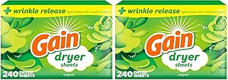 Gain Dryer Sheets Fabric Softener, Original Scent | 240 Count | Pack of 2