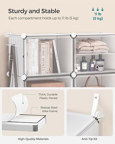 Miniatura 5 de SONGMICS Zapatero, organizador de zapatos de 4 cubos con puertas, 16 pares de gabinete de almacenamiento de zapatos de plástico, para dormitorio,