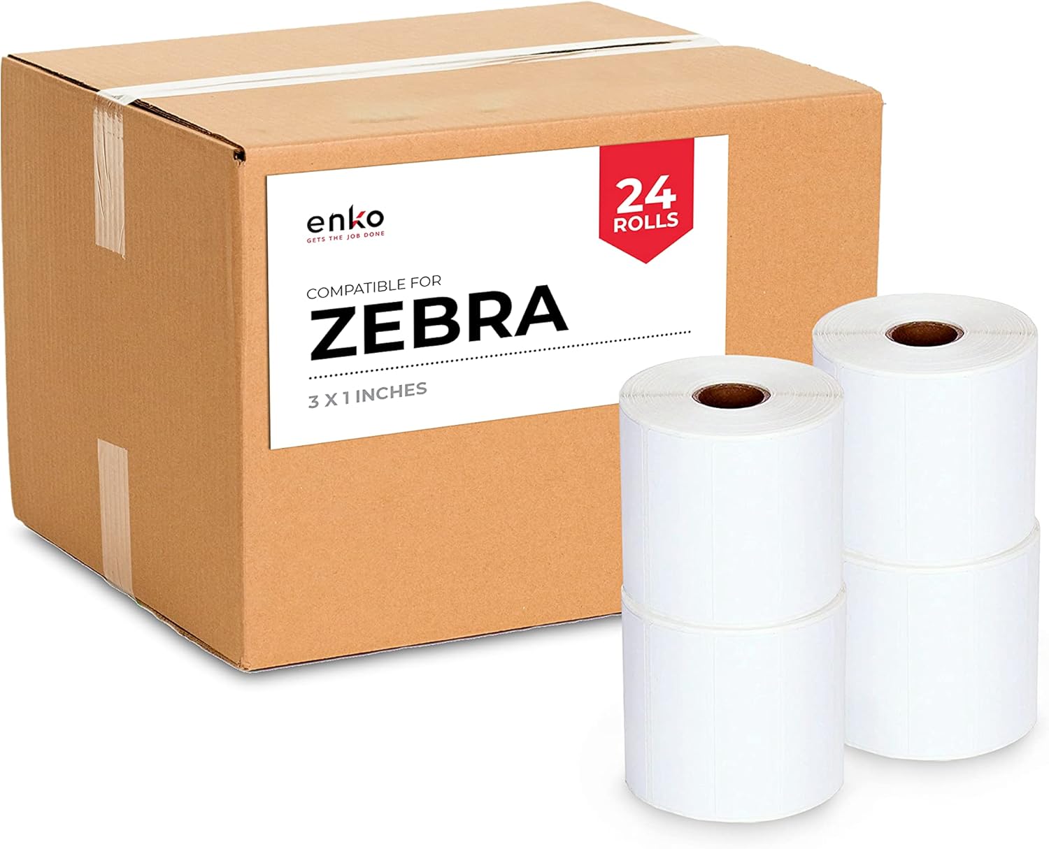 enKo (3 Rolls, 4,125 Labels) 3" x 1" Direct Thermal Labels for FBA Stickers, FNSKU Labels Compatible for Zebra Thermal Printers