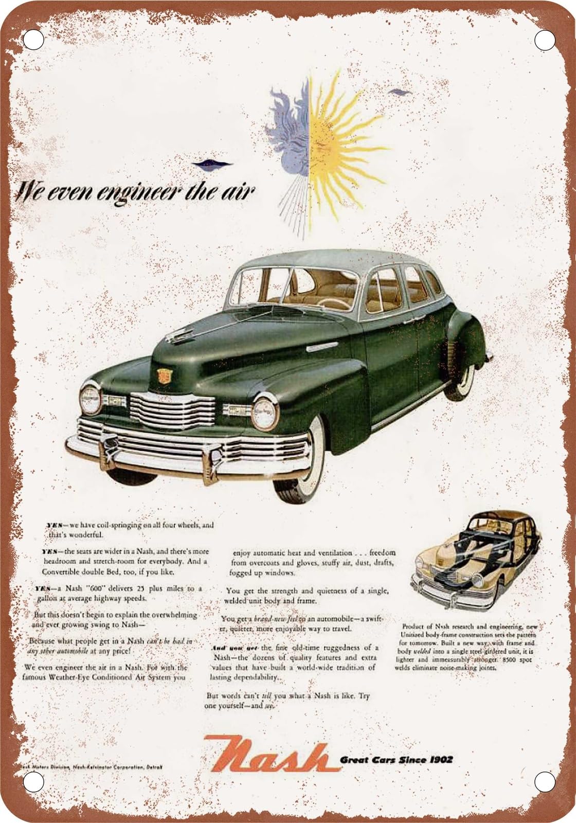 Miaomansenstore Metal Sign - 1948 Nash Vintage Ad 07 - Old Retro Rusty Look Home Decor