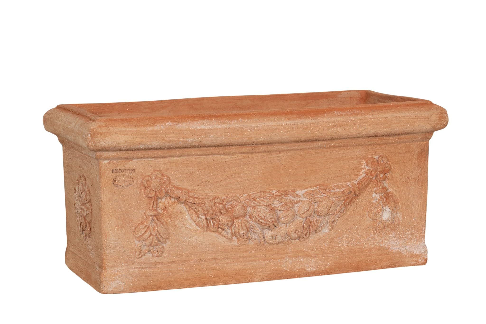 Biscottini Pot en terre cuite artisanal Made in Italy 61 x 29 x 27 cm – Jardinière rectangulaire pour plantes – Pots décoratifs extérieur et intérieur – Bol en terre cuite pour fleurs – Pot moderne
