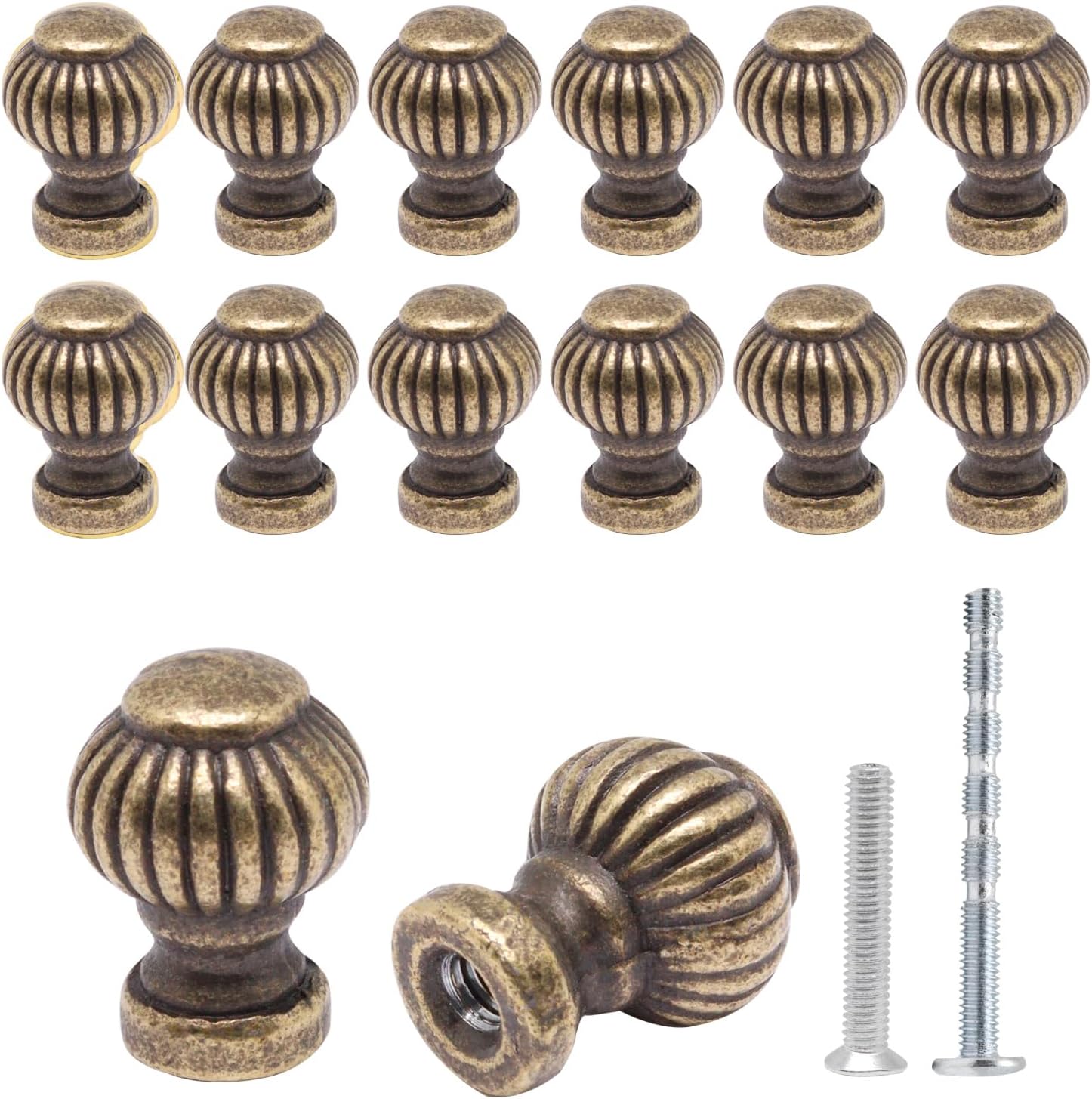14pcs Drawer Knobs Vintage, Mini Drawer Pulls, Small Knob for Jewelry Box, Zinc Alloy Mini Knob Handles for Wood Case Cabinets Closet Cupboard (Bronze)