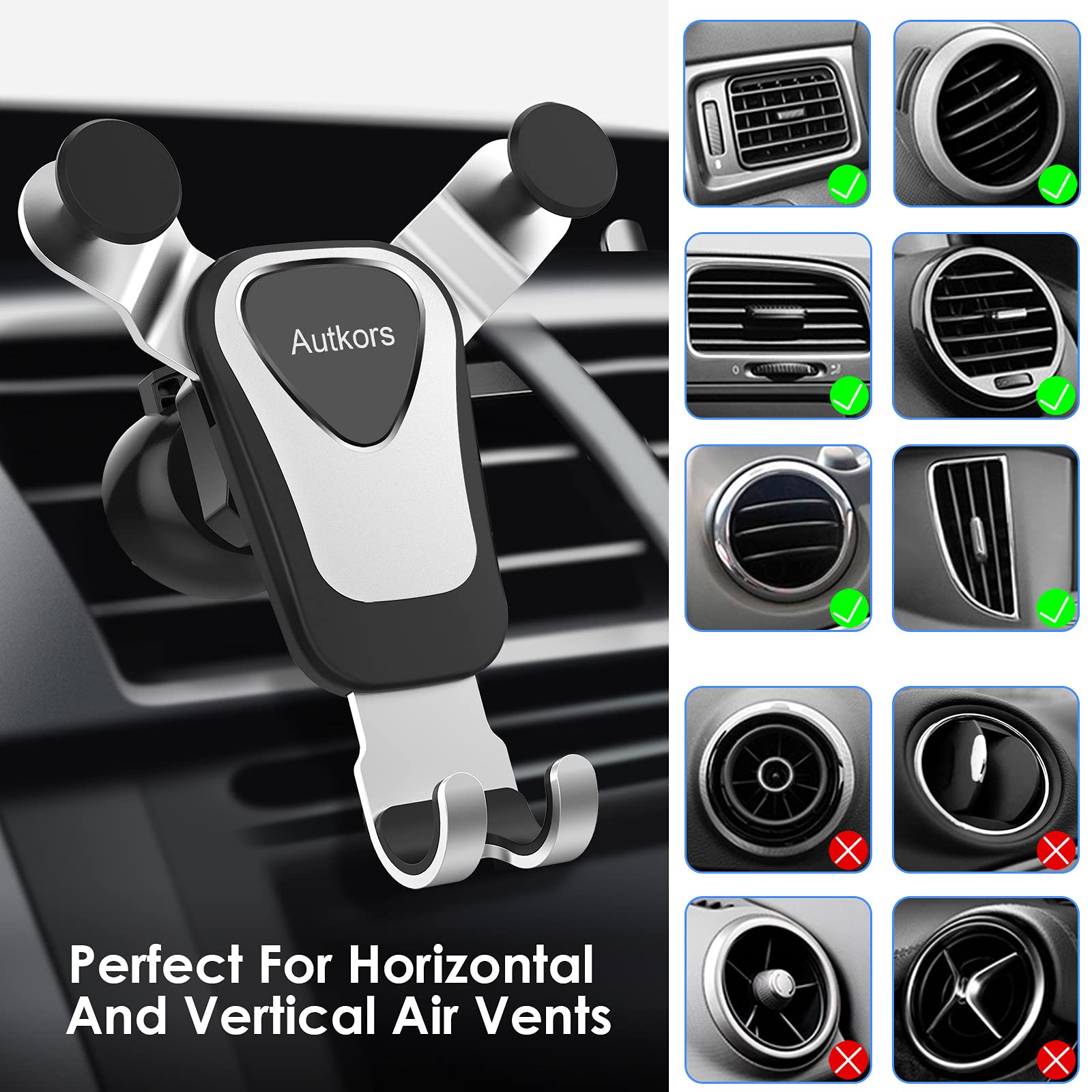 Giftorld Auto-Lüftungsgitter-Handyhalter – Stabiles 360° Drehbares Halterungssystem Für Alle 4-7 Zoll Smartphones | Case Friendly