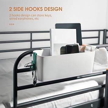 Buachois Bedside Hanging Storage Basket,Hanging Caddy Storage Shelf Organizer Accessories with 2 Hooks for Baby Bed Rails Shelves Bunk Bed Dormitory Desktop College Dorm Room School Office Green