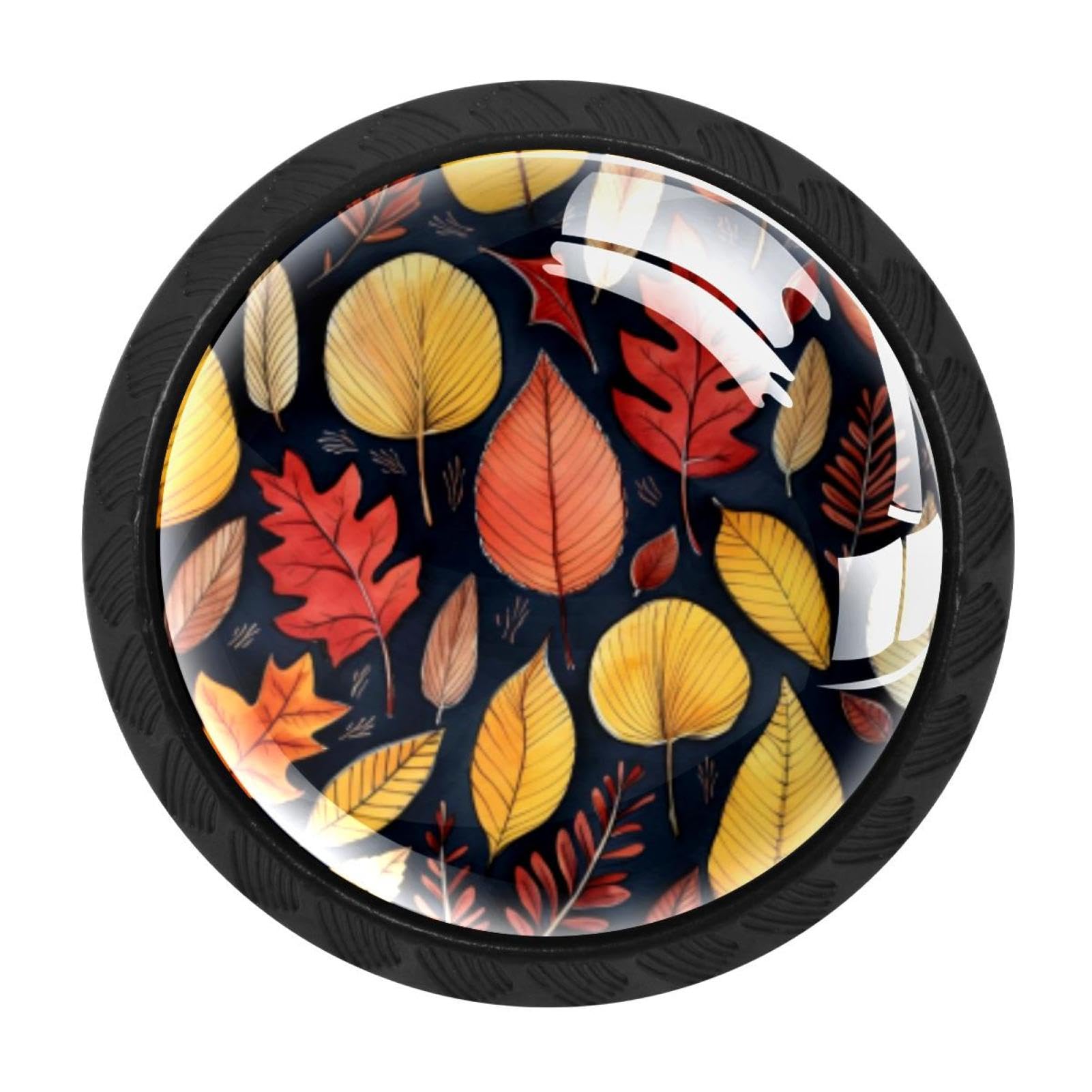 CHENZZZZ 4 Pieces Thanksgiving Leaves Drawer Knobs, 35mm Black Cabinet Knobs, Drawer Pulls and Knobs, Dresser Drawer Knobs, Cabinet Hardware Kitchen Cabinet Knobs