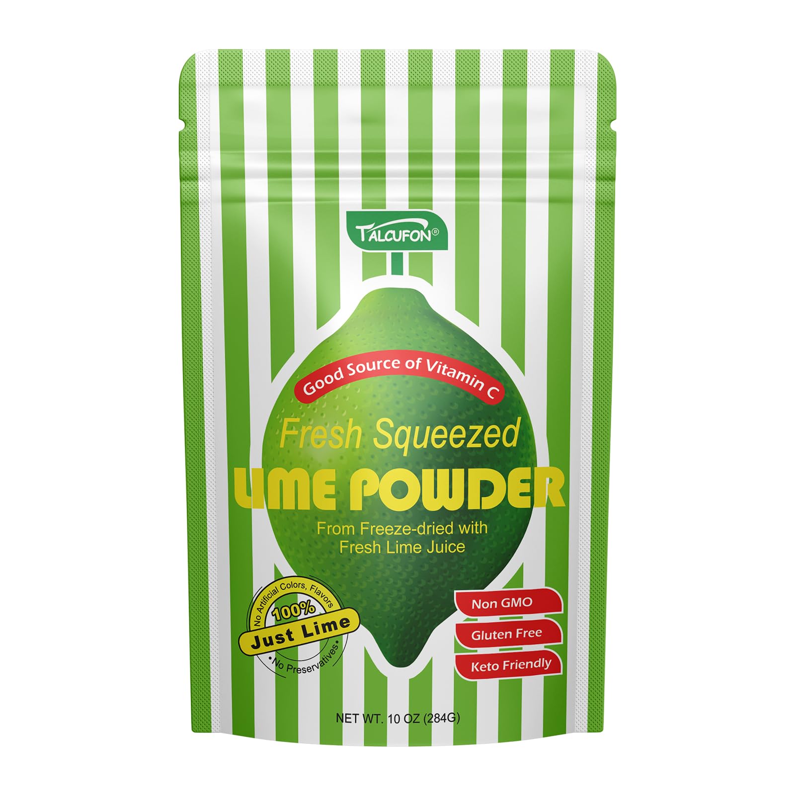 TALCUFON Freshly Squeezed Lime Powder 10 Oz, Just Cold Pressed, Freeze Dried Lime Juice Powder No Added Sugar, Gluten Free, Non-GMO Great Flavor for Drinks 284g