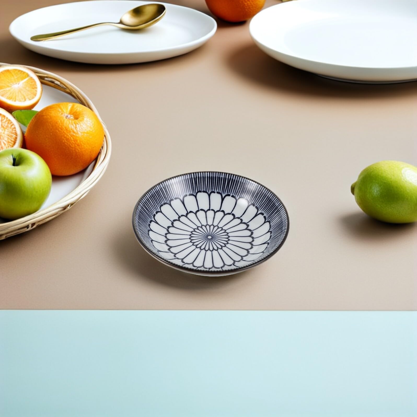 Assiette à Sauce en Céramique Ronde Japonaise, Lot de 6 Pièces