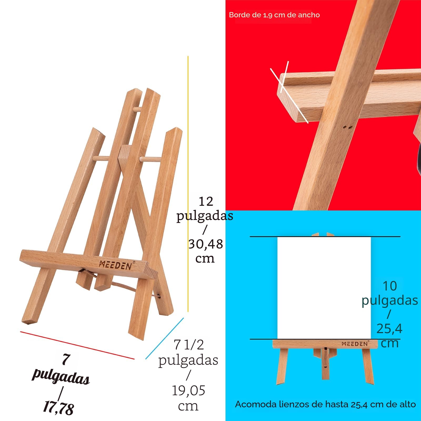 MEEDEN 30CM Caballete de mesa: 12 Pack Caballete de pintura de madera de haya - Plegable Caballete para la presentación de lienzos y marcos, Exhibiciones