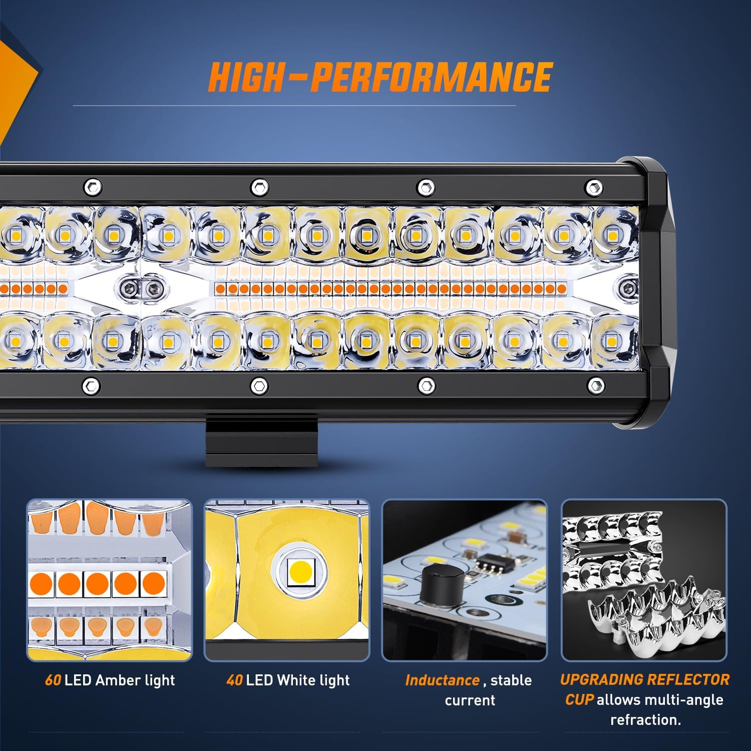 Nilight 12Inch Off-Road LED Light Bar, 300W 3 Lighting Modes (White/Amber/White&Amber) Driving Fog Light Spot Flood Lights with 16AWG Wiring Harness for Truck Car ATV SUV Jeep Boat