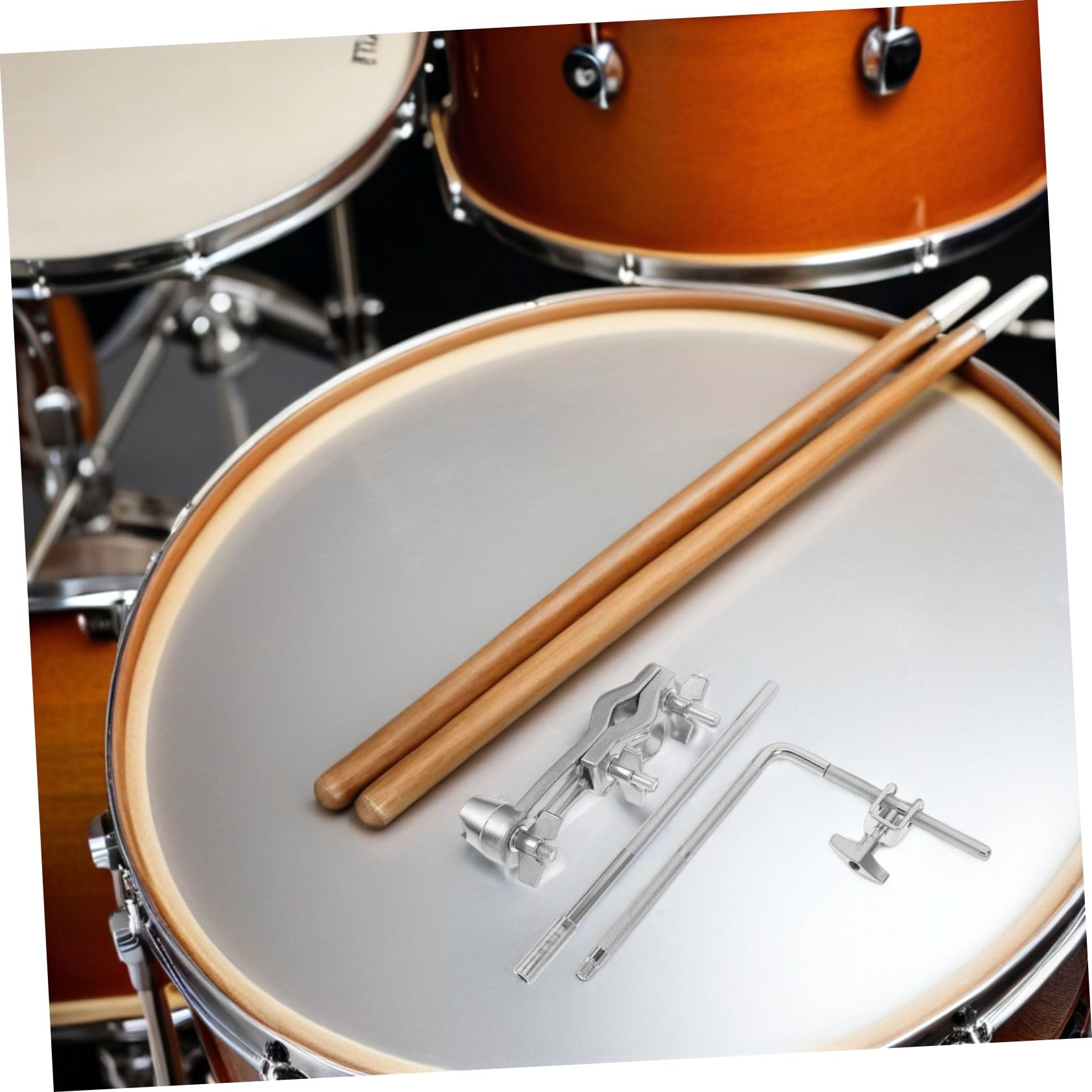 Mikinona Abrazadera para Montaje de Cencerro con Varilla en L y Bloqueo, Soporte Extensible para Rack de Batería, Accesorio de Herraje de Percusión para Escenario y Estudio