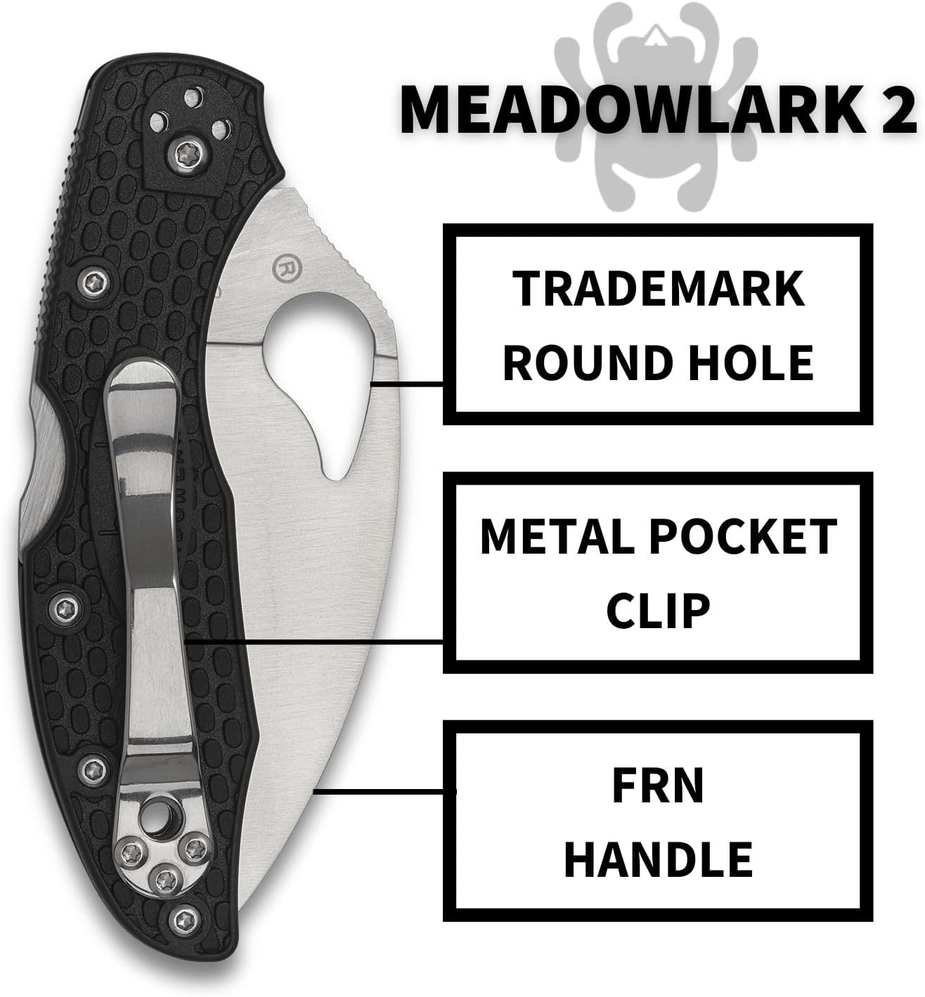 Byrd by Spyderco Meadowlark 2 Wharncliffe Folding Pocket Knife with 2" 8Cr13MoV and FRN Handle - EDC Knife for Men and Women, Perfect for Hunting, Tactical, Camping, Survival - PlainEdge - BY04PBKWC2