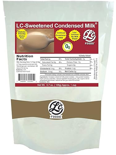 LC Foods Mezcla de leche condensada endulzada | Leche condensada en polvo sin azúcar | Keto | Sin gluten | Bajo en lactosa