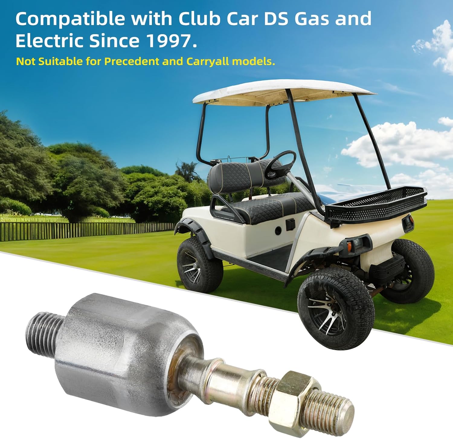 Roykaw Golf Cart Inner Ball Joint and Nut Steering Rack Joint Assembly Compatible with Club Car DS Gas and Electric Since 1997, OEM# 101880201