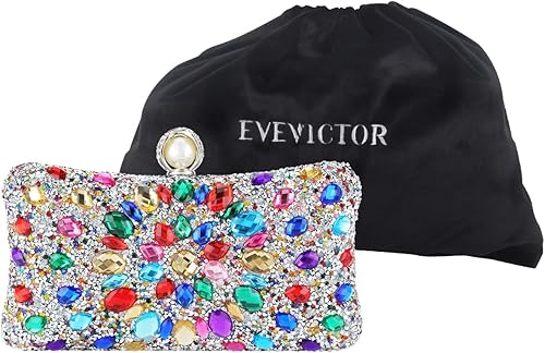 Miniatura 6 de Bolso de mano con diamantes de imitación para mujer, bolsa de noche brillante para fiesta, bolsa pequeña multicolor, bolso cruzado brillante para