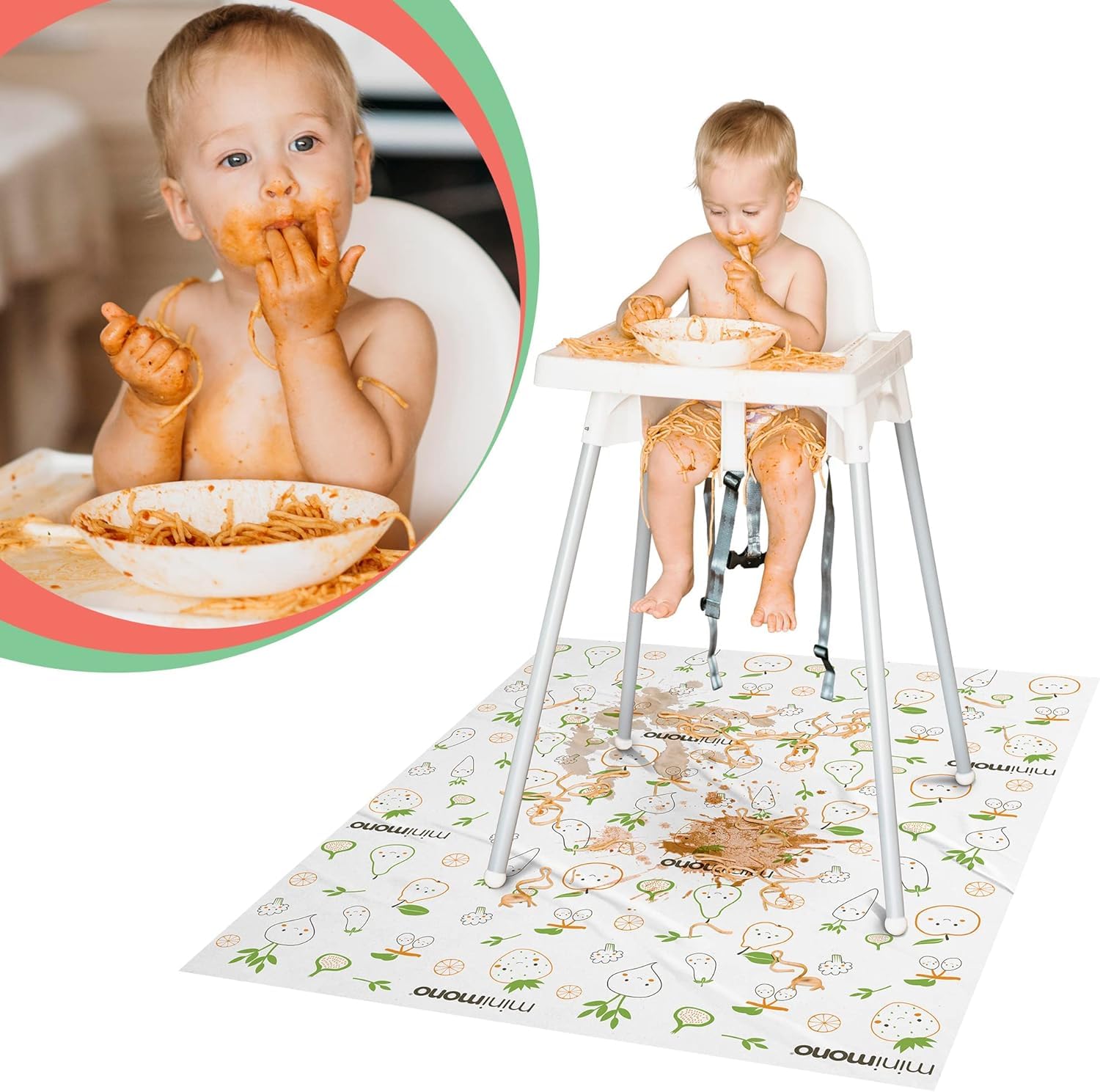 Minimono Baby Splat Mat for Under High Chair, 10 Pcs Disposable and Waterproof Splash Mats - Image 4
