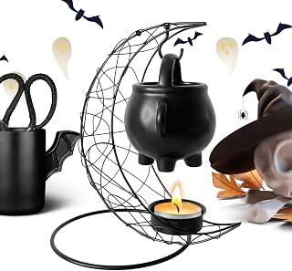 Cauldron Wax Melter - Black Oil Burner, Aroma Diffuser, Moon Stand | Cauldron Design, Wax Melting, Aroma Diffusion, Creates Relaxing Scents, For Yoga Meditation Desk Living Room Use