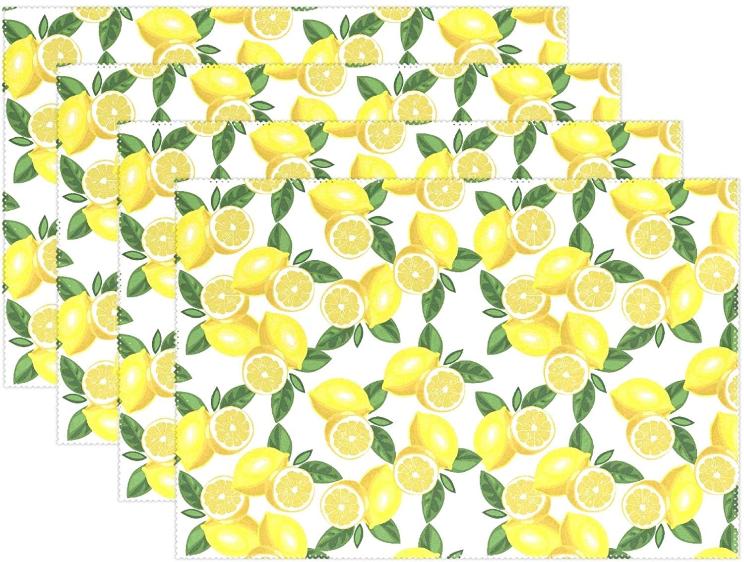 KANGRINBOQE Placemat Table Mat Desktop Decoration Lemon Tropical Floral Placemats Set of 4Non Slip Stain Heat Resistant for Dining Home Kitchen Indoor 12x18 in-Multicolor-4