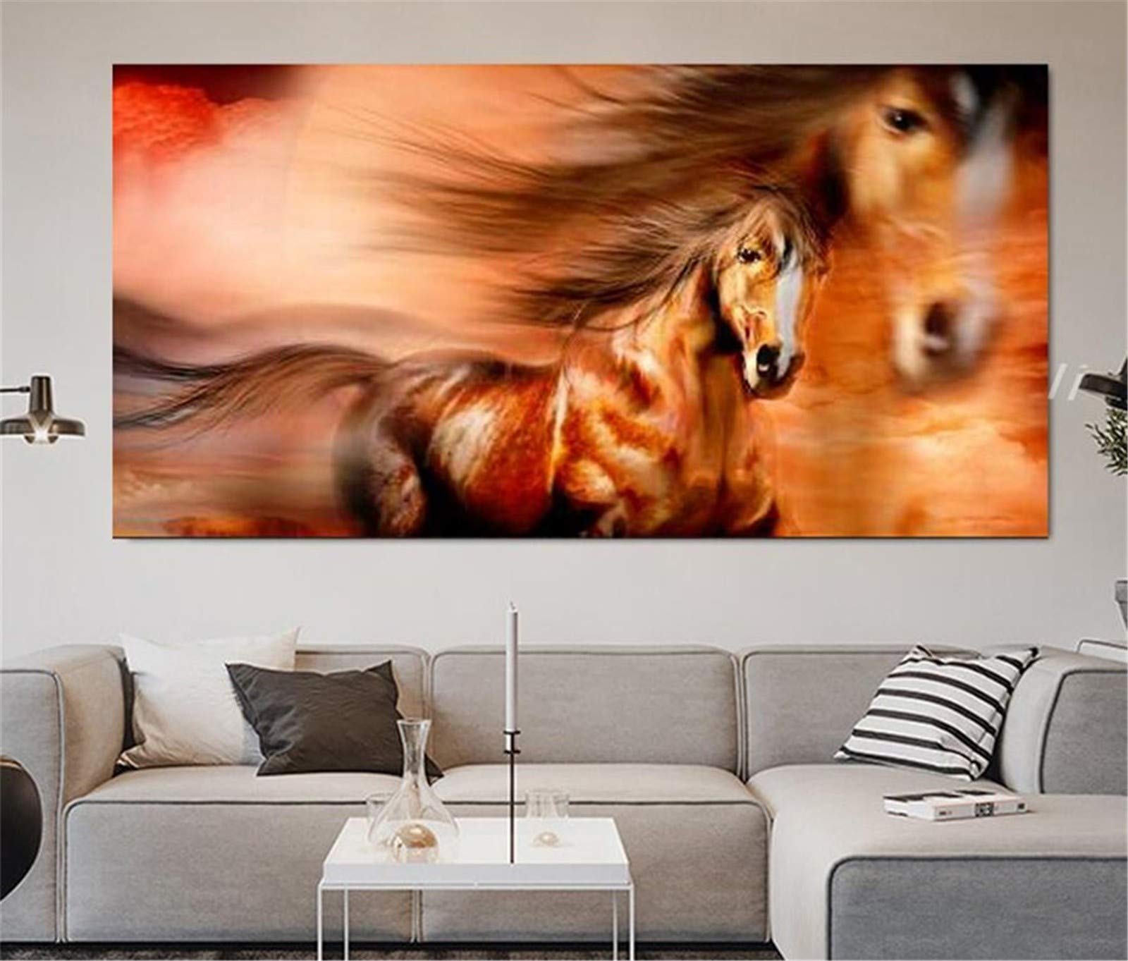 Peinture Diamant Cheval 5D grand format pour combler les murs vides du salon