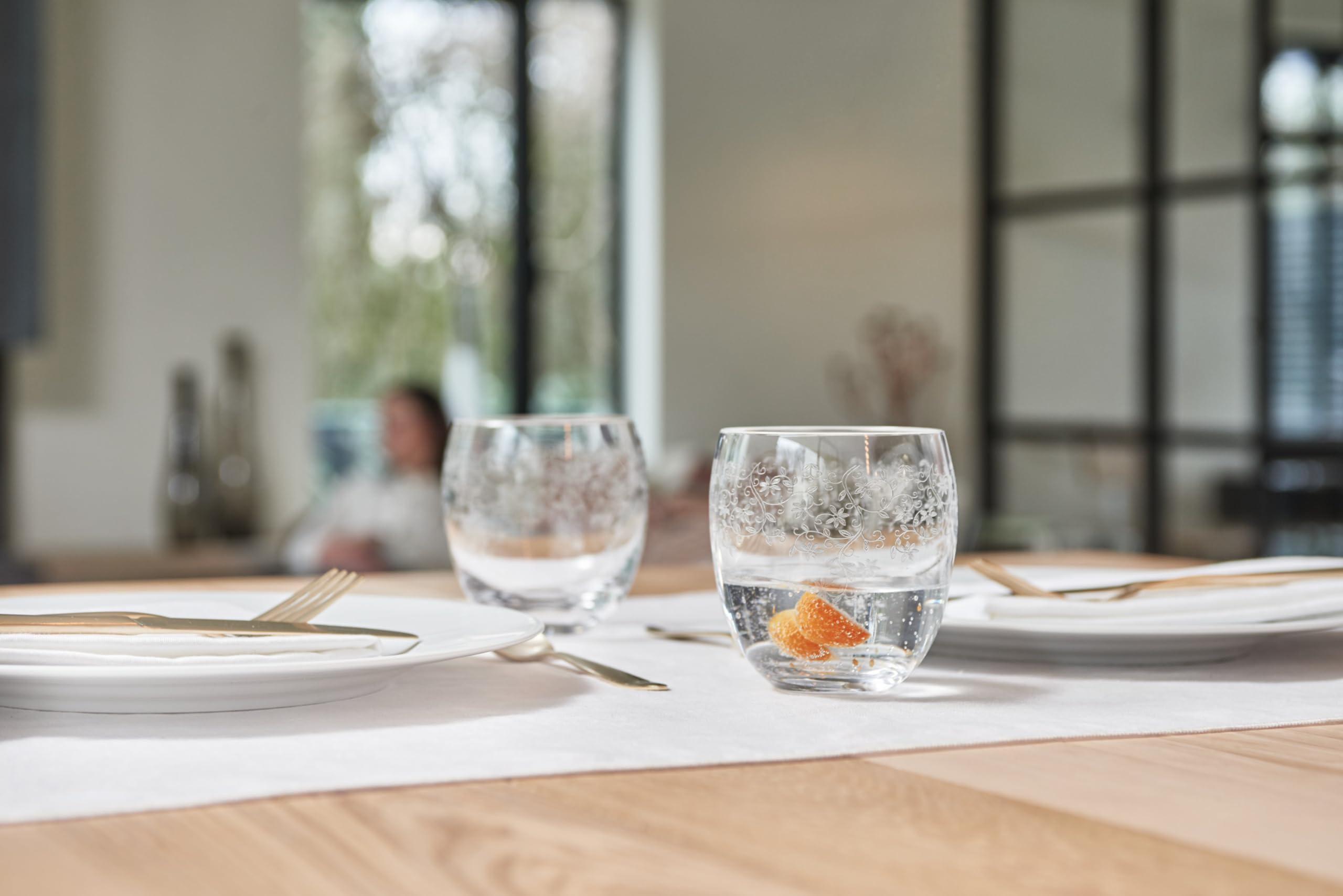 Leonardo Chateau Trink-Glas, Glas-Becher mit floralem Muster, spülmaschinenfeste Wasser-Gläser, 6er Set, 400 ml, 061595