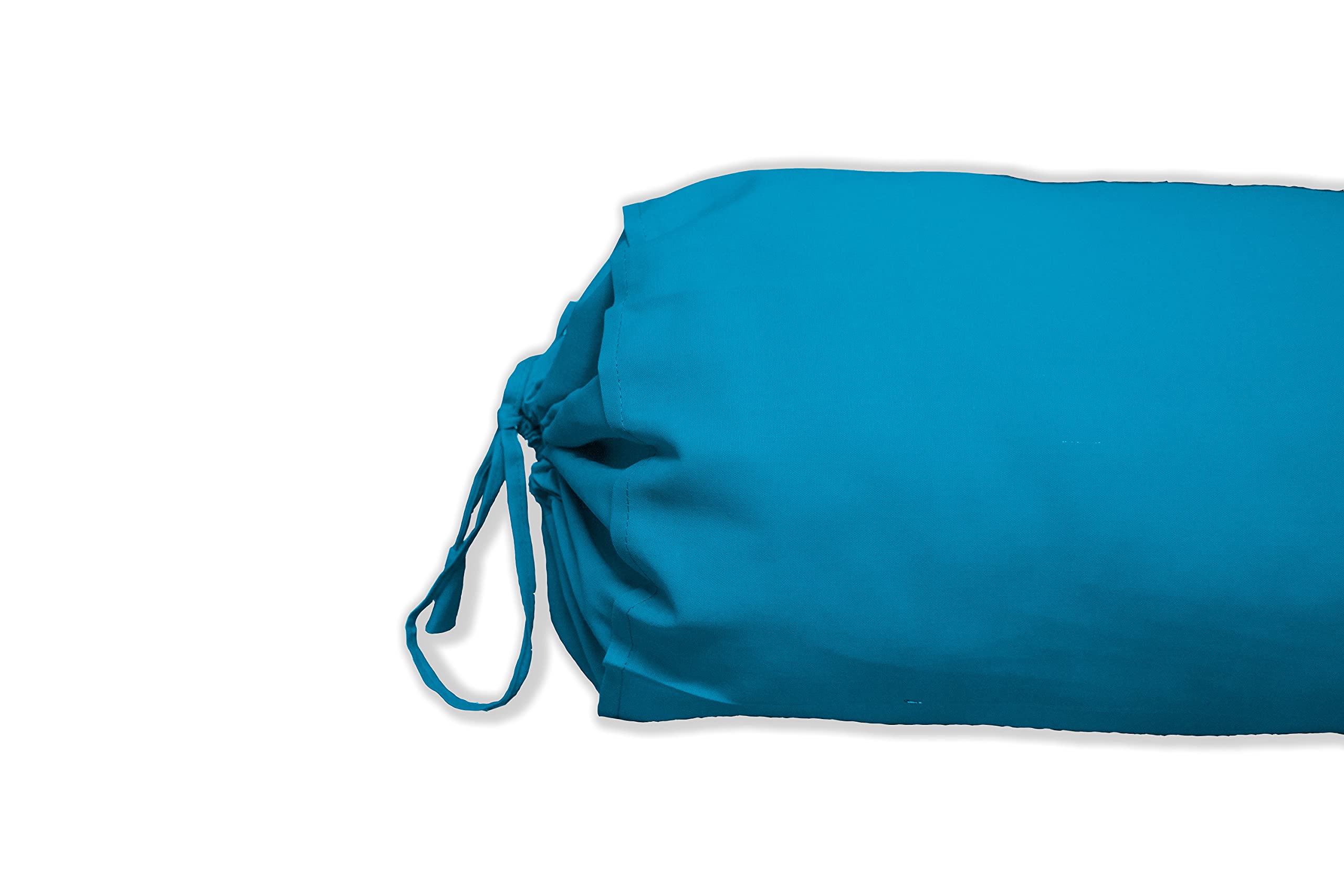 2 Pcs Cervical Neck Roll Pillow Cover with Drawstring Closures Round Neck Roll Pillow Case Cotton Bolster Pillowcases for Cylindrical Cushion (Turquoise Blue, 6X 24 inch (15x 60 cm))